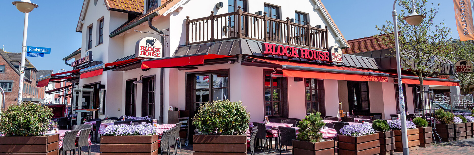 Sylt Außenansicht des BLOCK HOUSE Restaurants auf Sylt